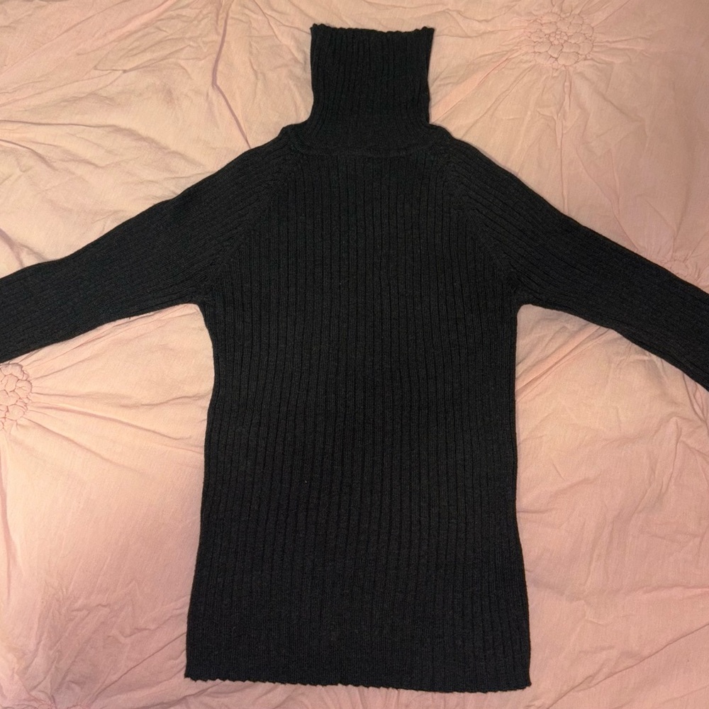INC International Concepts Black Ribbed Turtleneck Sweater